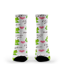 Personalised Socks - Insert Name - Hand-Printed Frog Love Design - One Size