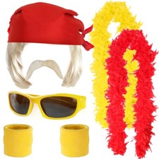 80'S HOGAN WRESTLER COSTUME BLONDE WIG GLASSES MOUSTACHE BANDANA 1980s WRESTLING