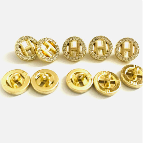 Gold hermes buttons crystal - 10,