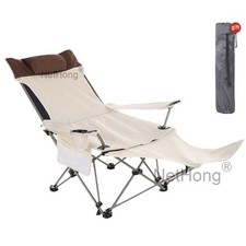Reclining Sun Lounger Folding Chair Bed Rocker Recliner Beach Camping+Cup Holder