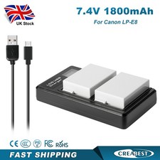 2x LP-E8 Battery +Fast Charger