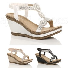 WOMENS LADIES HIGH WEDGE HEEL
