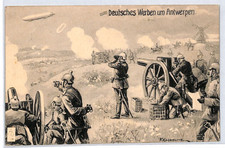 ZEPPELIN WW1 PROPAGANDA *Antwerp Air Raid* MILITARY Postcard 1915 Germany PZ136