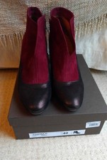 NEW Chie Mihara Boots Fedora D Testa Granate Burgundy Suede Metallic EU 40 UK 7