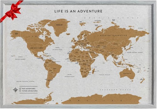 Elegant grey travel map - map,