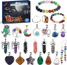 Jewellery Advent Calendar 2025 Crystal, 24 Days Christmas Countdown Gemstone