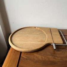 Wooden Cheese Board With Wire Cutter Slicer Round Serving Board D9”