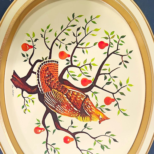 Oval metal serving tray - metal,