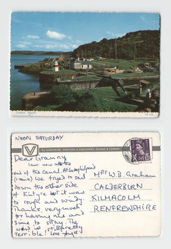 Postcard crinan argyll canal - crinan,