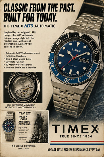 Timex m79 automatic blue dial - timex,