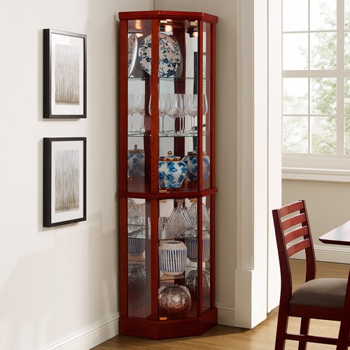 Lighted corner curio cabinet - ,