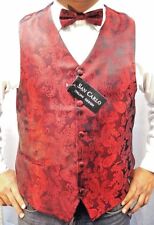 NEW MEN'S QUALITY BURGUNDY PAISLEY WAISTCOAT&BOWTIE SET