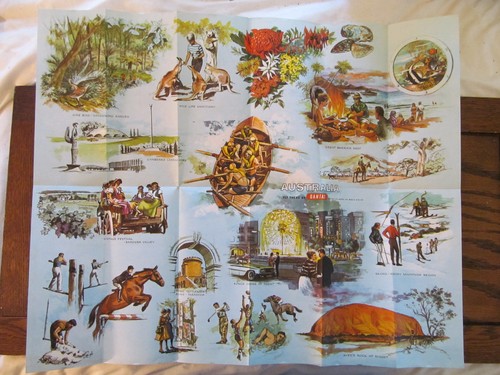 Vintage color poster qantas - color,