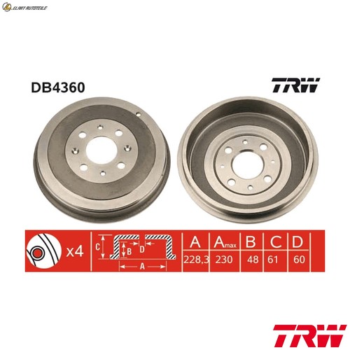 Brake drum db4360 for - brake, fiat