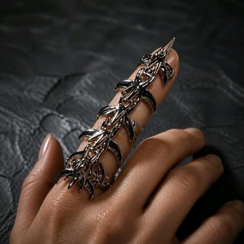 Gothic full finger armor ring - gothic,