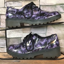 Geox J Casey Girls Black-Lilac Flowers Lace Up Shoes - UK 13 / EU 32 - New