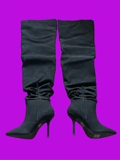 Black Faux Suede Over The Knee