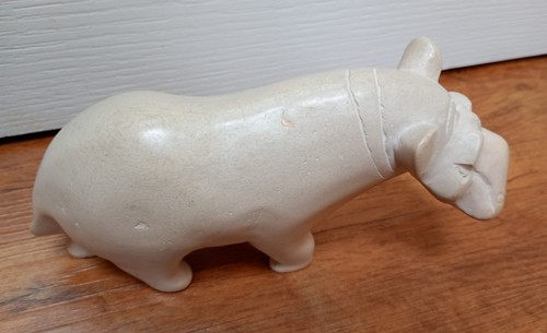Soapstone hand carved hippo - hand,
