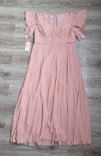 JJs House A-line V-Neck Floor-Length Chiffon Bridesmaid Dress With Ruffle  UK 20