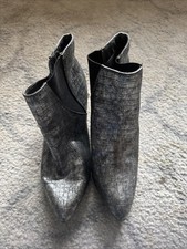 Lotus Metallic Silver Ankle Boots Size 6
