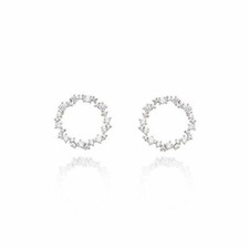 Ladies Sterling Silver 925 Round 11mm Cubic Zirconia Earrings A3