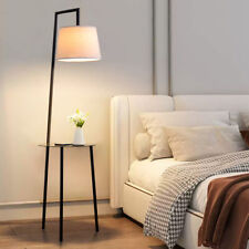 Modern LED Floor Lamp with Tea Table Shelves Storage Standing Corner Night Light