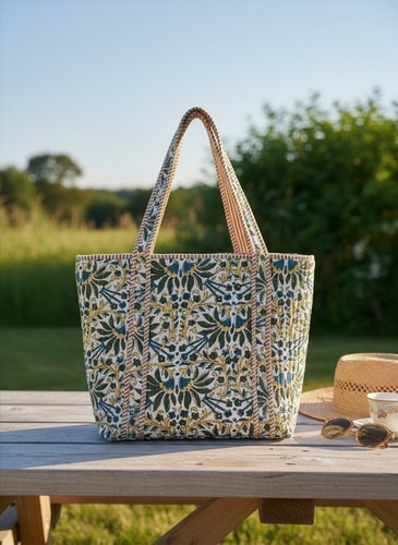 Indian cotton quilted - tote, bag