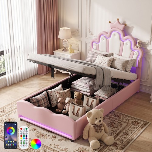 Pink princess led bed - led,