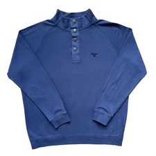 Barbour Half Snap Jumper Mens XL Blue Sweater