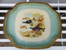 Vintage Retro Worcester Ware Tin Metal Tray Game Birds Polka Dot