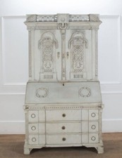 18TH CENTURY GUSTAVIAN SWEDISH OAK PAINTED BUREAU BOOKCASE SECRETAIRE