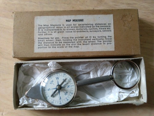 Vintage map measure silver - map,