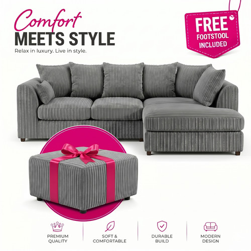 Corner sofa jumbo cord 3 - jumbo,