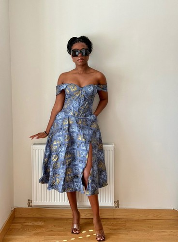 Ankara cotton midi dress with