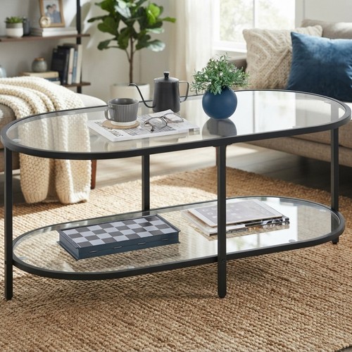 Contemporary black oval coffee - contemporary,