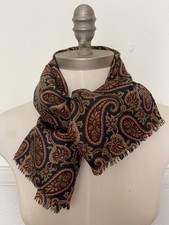 I BLUES BLUES CLUB Gold Navy Paisley Long Silk Scarf