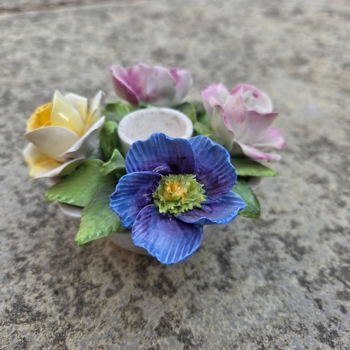 Bone china floral candlestick - floral,