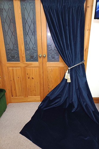 Long blue vintage velvet - blue,