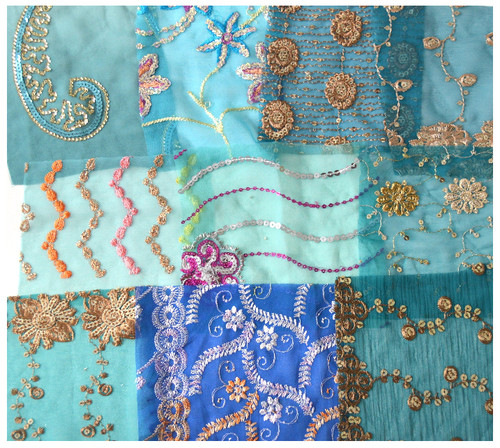 Teal blue assorted embellished - blue,