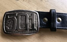 Vintage Levi 501 Big Buckle Leather Belt Black Large 110cm Total Length 
