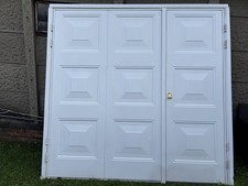 Used Side hinged Garage Door Georgian 7ft wide x 7ft high White Small door Right
