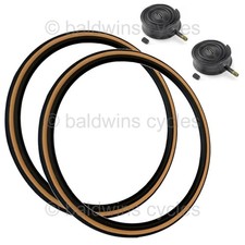 PAIR Baldys 700 x 28c AMBER WALL Road Bike Vintage Traditional Slick TYRES TUBES