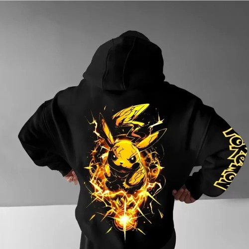 Pikachu anime cotton hoodie - pikachu,