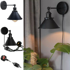 4M Plug in Wall Light Vintage Industrial Metal Lampshade Wall Lamp Dimmer Switch