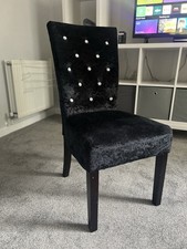 Black Crushed Velvet Dressing Table Chair