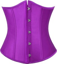 Stunning Size Medium Purple Underbust Satin Waist Cincher Lace Up Boned Corset
