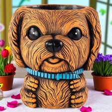 Small Brown Dog Head Planter