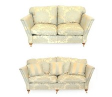 Duresta - Ruskin Duck Egg Blue & Gold 2 & 3 Seat Sofas with Armchair & Footstool