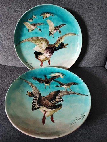 Pair ceramic plates - ceramic,