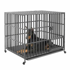 Heavy Duty Jumbo XXL Dog Cage Pet Playpen Crate Kennel 3 Door 4 Lockable Wheels